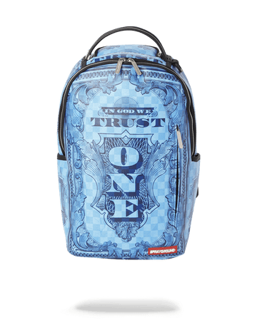 SPRAYGROUND® BACKPACK IN GOD WE TRUST BLUE BACKPACK (ONE OF ONE)