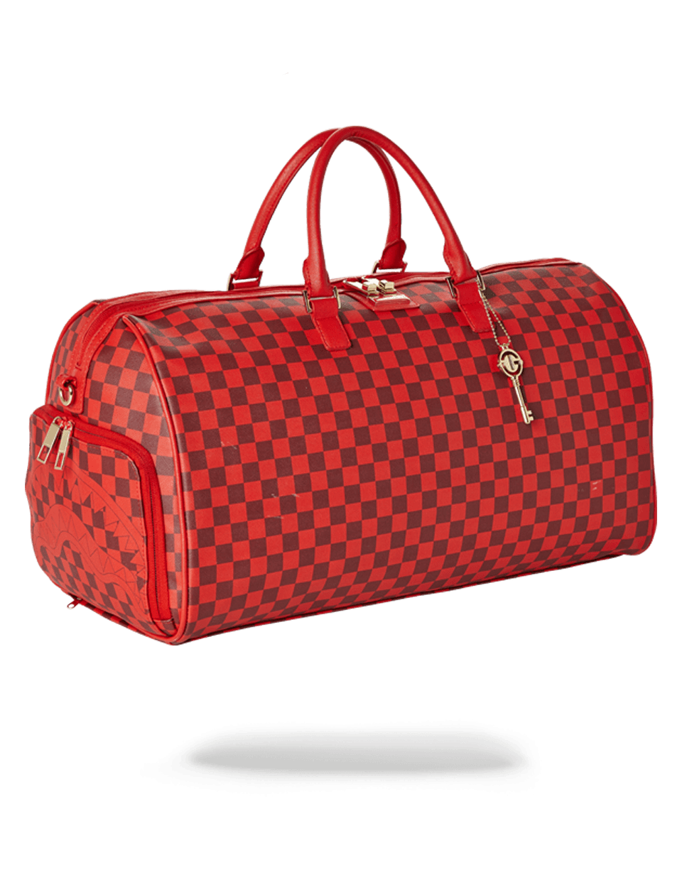 SPRAYGROUND® DUFFLE SHARKS IN PARIS DUFFLE (RED CHECKERED EDITION)