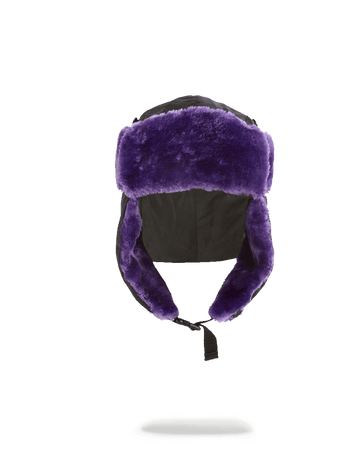 SPRAYGROUND® HAT BLACK 3M PURPLE FUR AVIATOR HAT