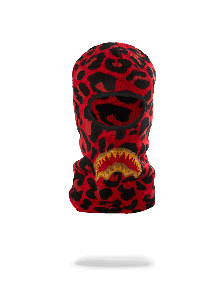 SPRAYGROUND® SKI MASK RED LEOPARD GOLD SHARK MOUTH SKI MASK