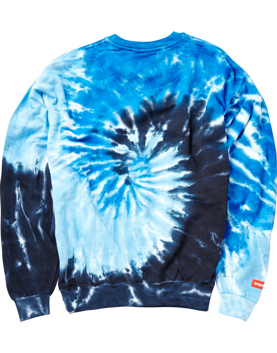 SPRAYGROUND® OUTERWEAR DISRUPTIVE BEHAVIOR DISORDER CREW ROYAL BLUE TIE DYE