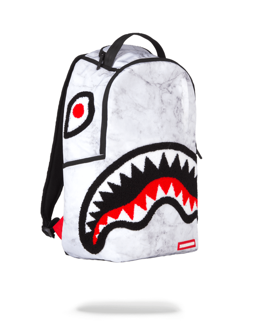 Sprayground Chenille White Marble Shark Duffel