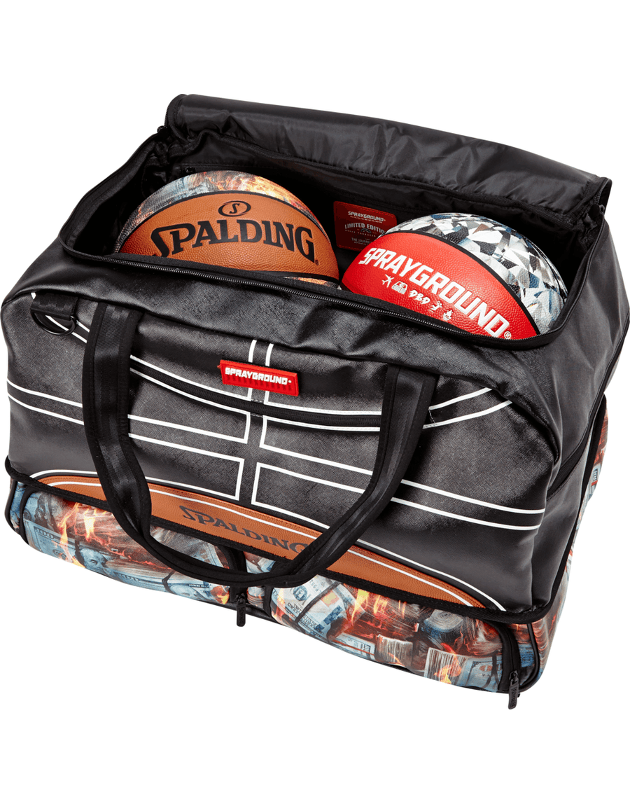 SPRAYGROUND® DUFFLE SPALDING X SPRAYGROUND FIRE MONEY SNEAKER DUFFEL