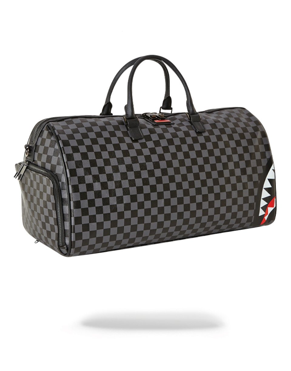 SPRAYGROUND® DUFFLE SHARKS IN PARIS (BLACK CHECKERED EDITION) DUFFLE