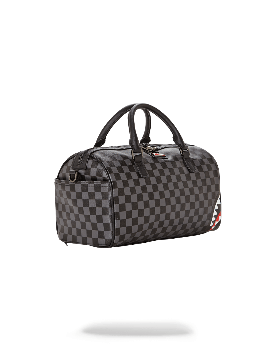 SPRAYGROUND® DUFFLE GREY CHECKERED SHARKS IN PARIS MINI DUFFLE