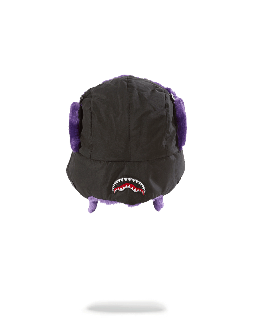 SPRAYGROUND® HAT BLACK 3M PURPLE FUR AVIATOR HAT
