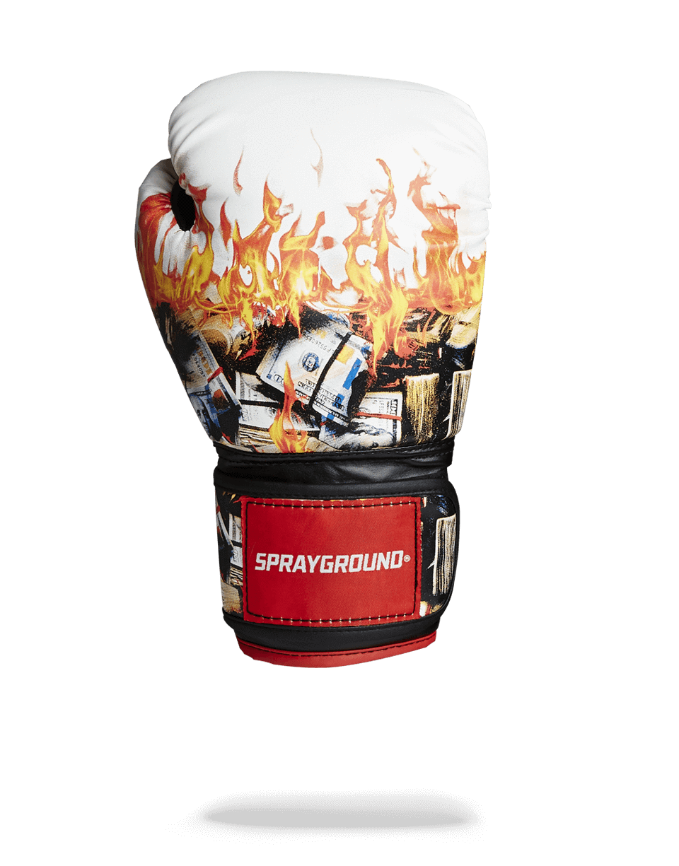 SPRAYGROUND® BOXING GLOVES WHITE FIRE MONEY BOXING GLOVES