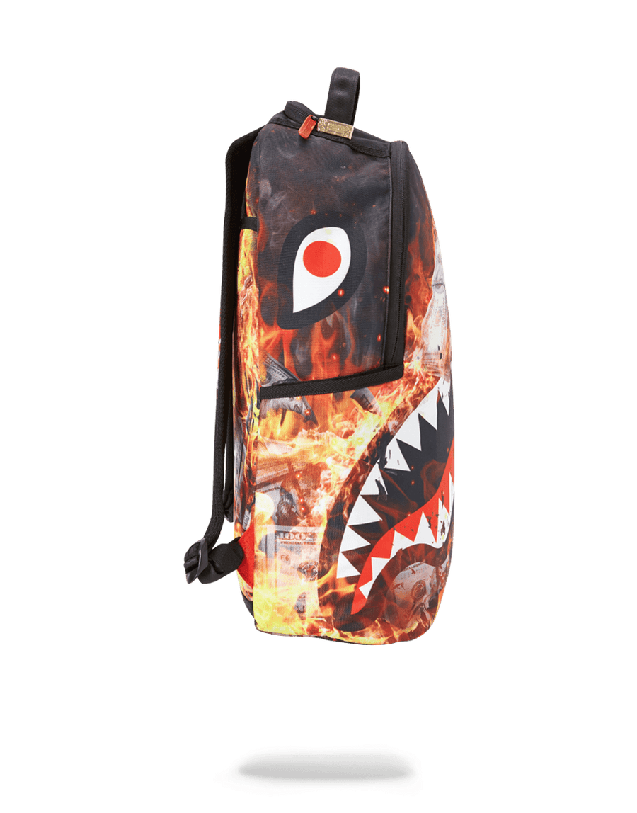 Sprayground fire money shark backpack Clearance