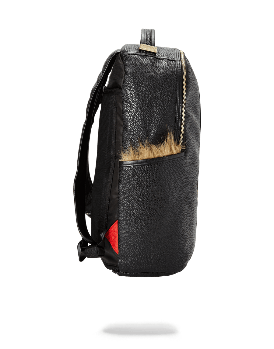 Leopard fur top money backpack