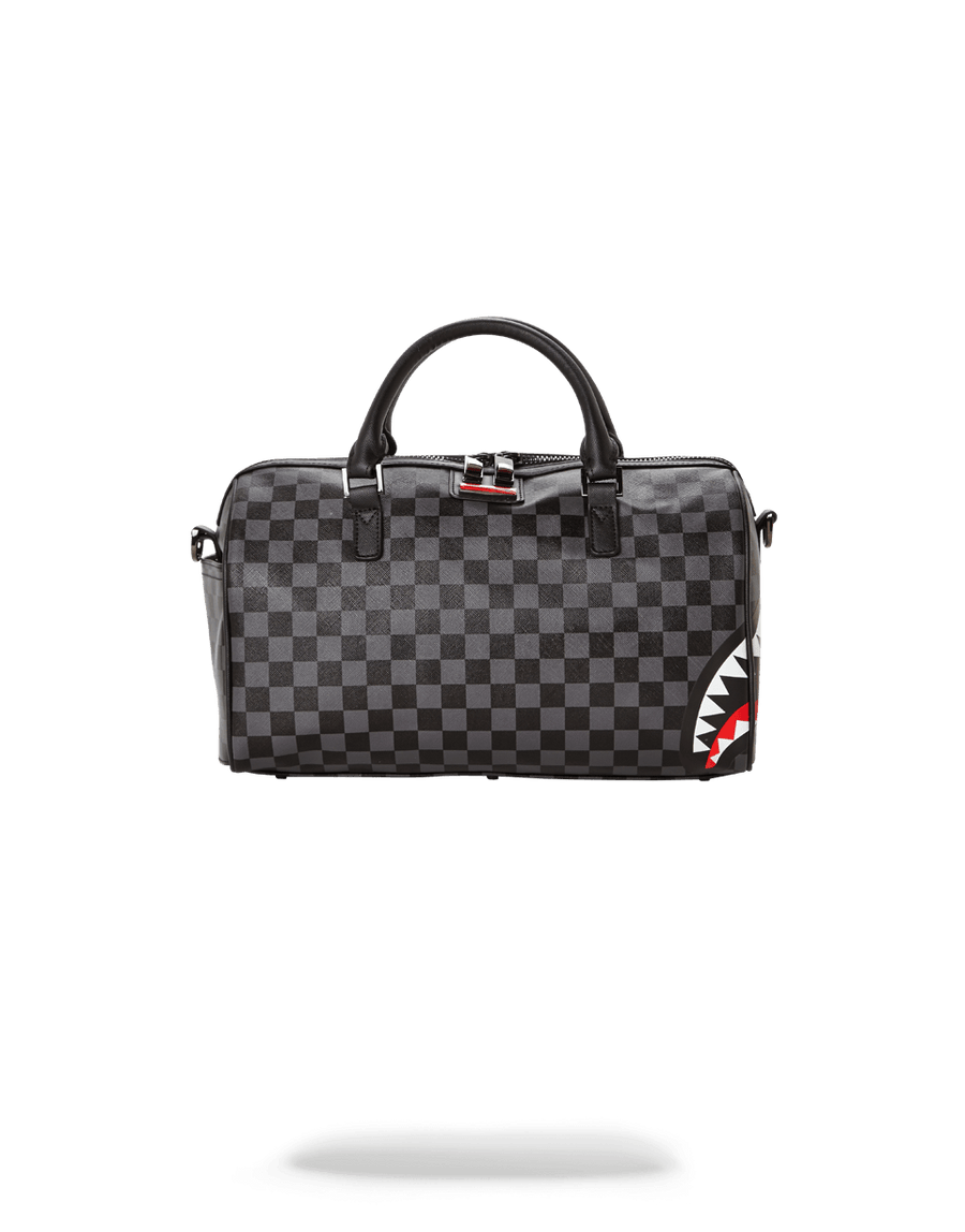 SPRAYGROUND® DUFFLE GREY CHECKERED SHARKS IN PARIS MINI DUFFLE