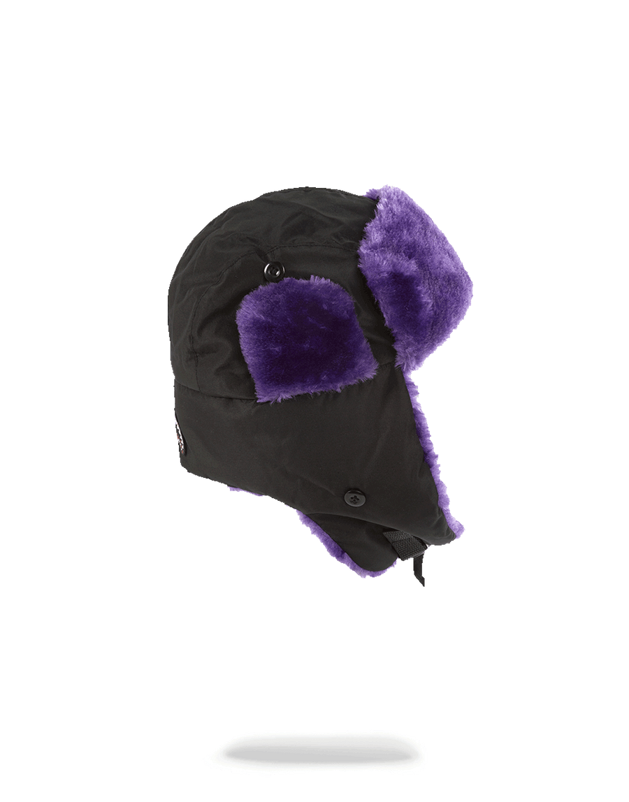SPRAYGROUND® HAT BLACK 3M PURPLE FUR AVIATOR HAT