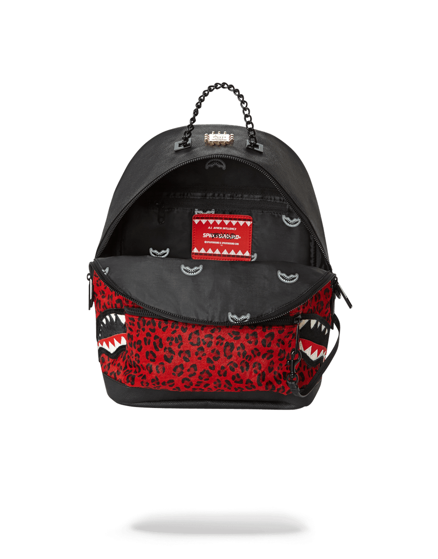 SPRAYGROUND® WOMENS BACKPACK 6-STRAP RED LEOPARD EMPRESS (PONY HAIR)