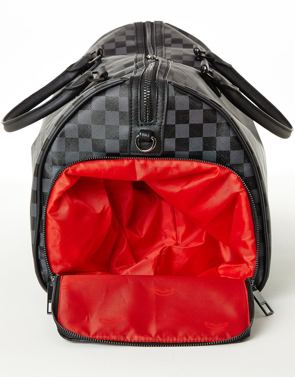 SPRAYGROUND® DUFFLE SHARKS IN PARIS (BLACK CHECKERED EDITION) DUFFLE