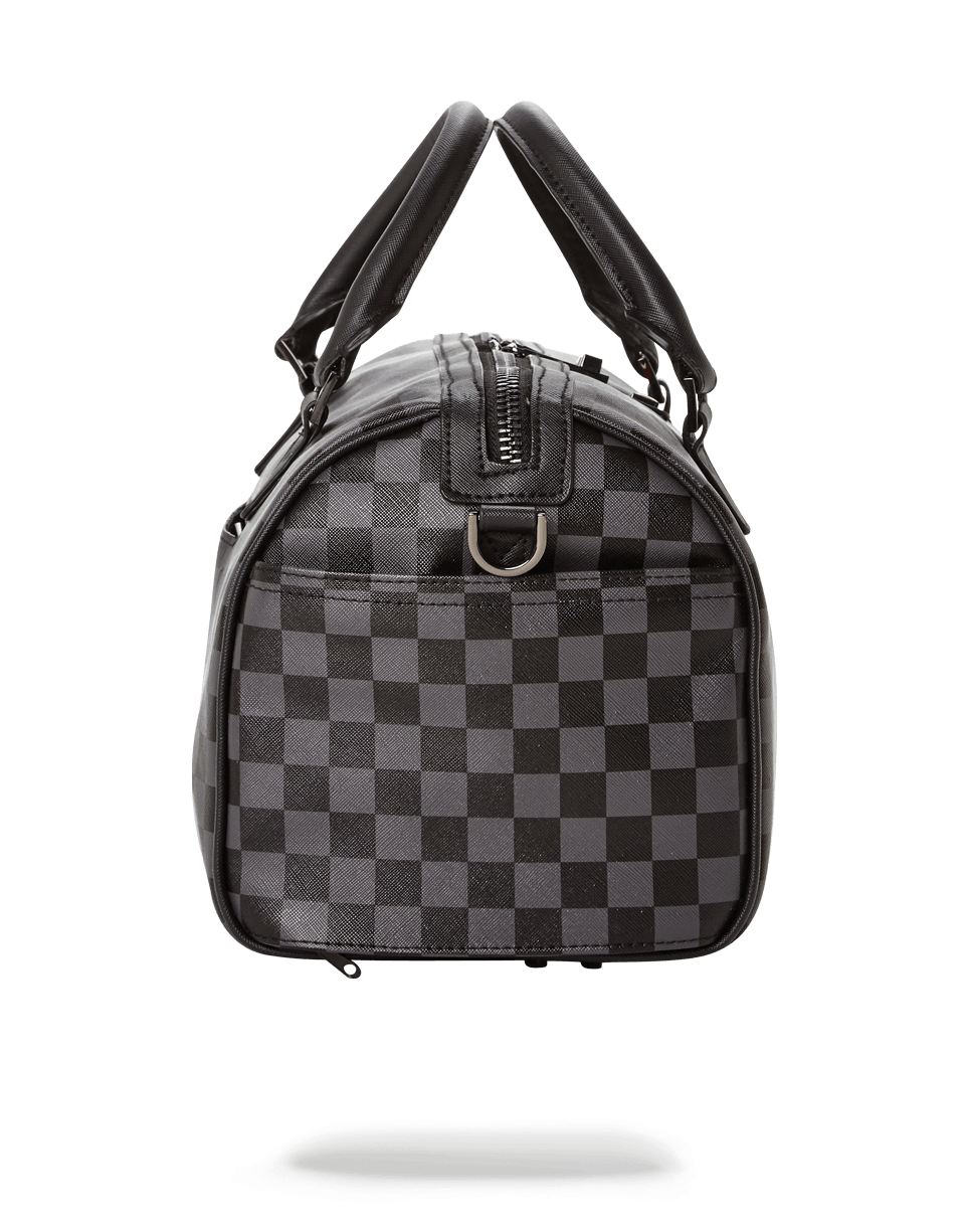 SPRAYGROUND® DUFFLE GREY CHECKERED SHARKS IN PARIS MINI DUFFLE