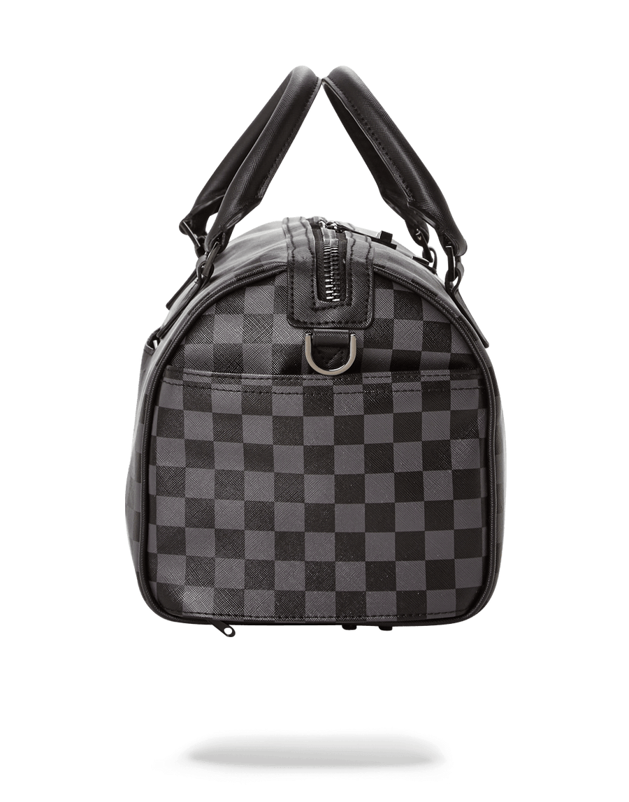 SPRAYGROUND® DUFFLE GREY CHECKERED SHARKS IN PARIS MINI DUFFLE