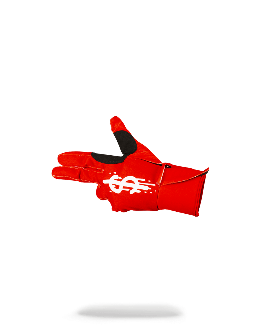 SPRAYGROUND® GLOVES LEFT RED / RIGHT CAMO MONEY DRIPS GLOVES