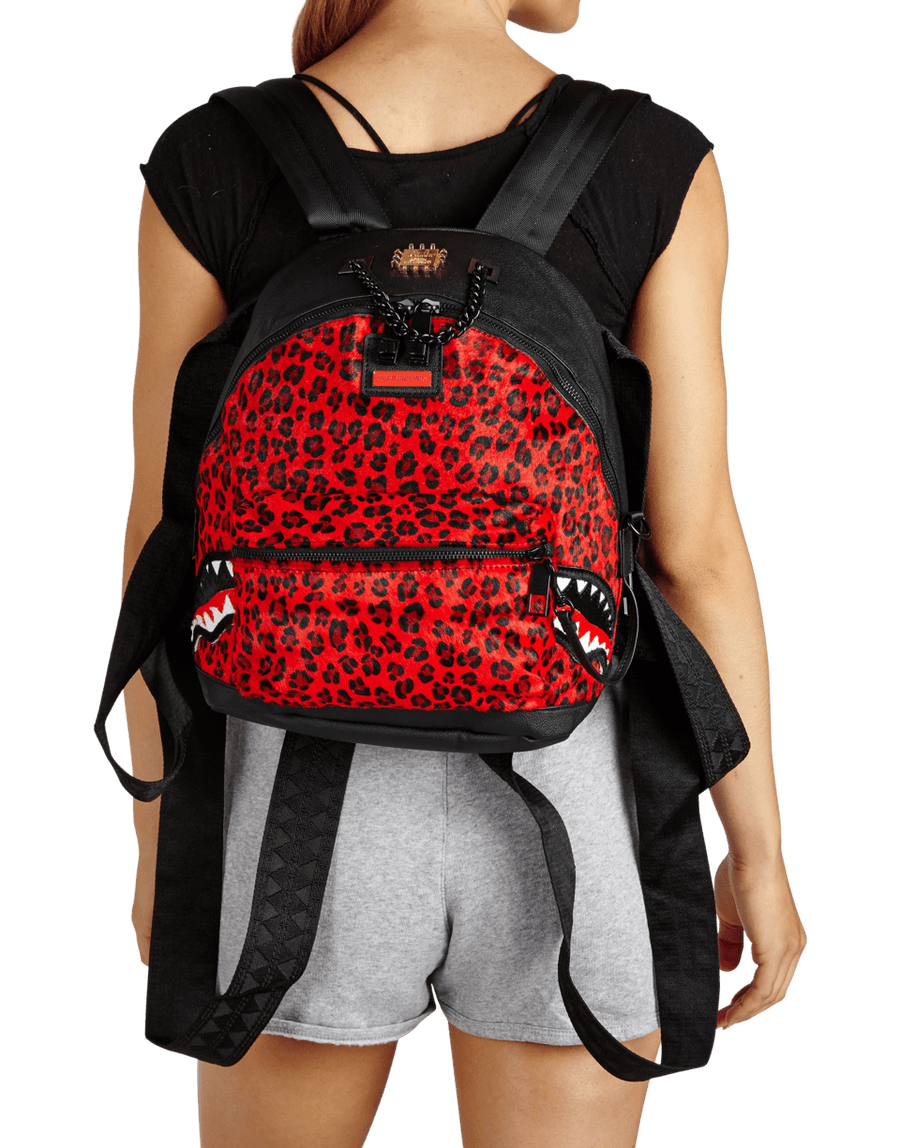 SPRAYGROUND® WOMENS BACKPACK 6-STRAP RED LEOPARD EMPRESS (PONY HAIR)