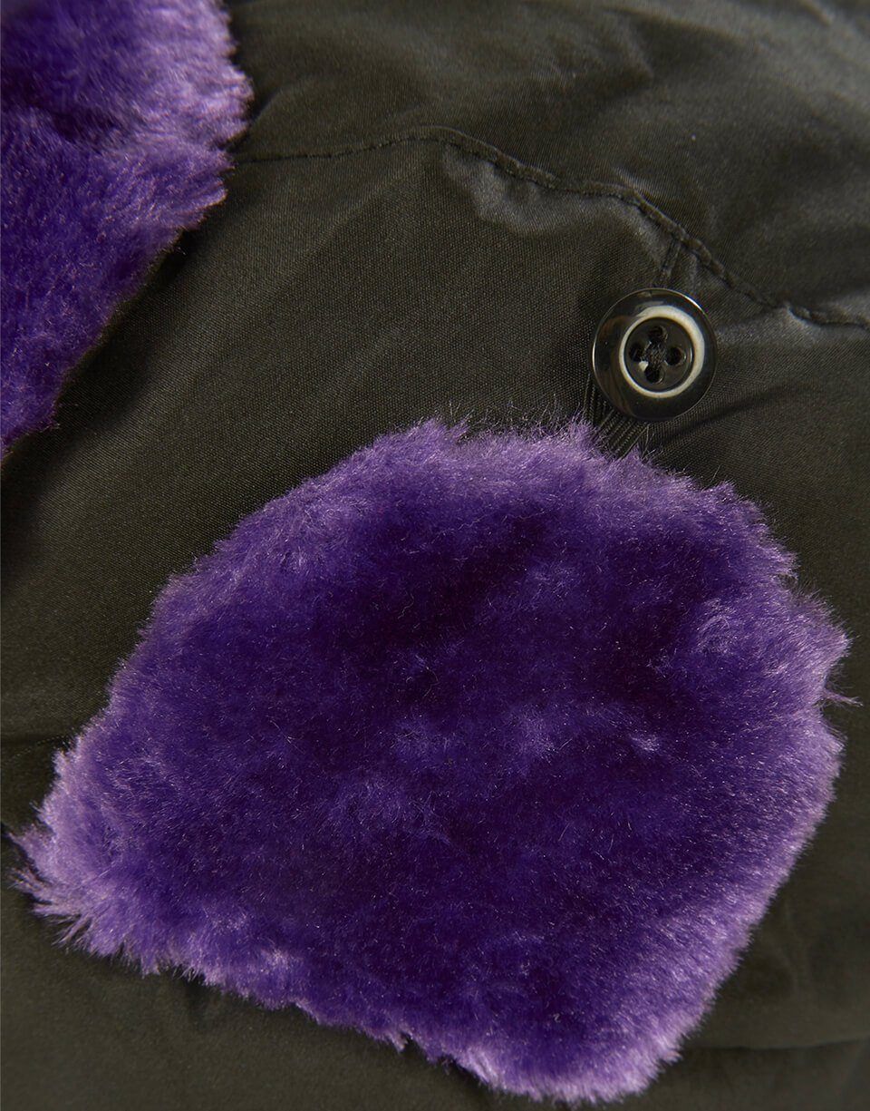 SPRAYGROUND® HAT BLACK 3M PURPLE FUR AVIATOR HAT