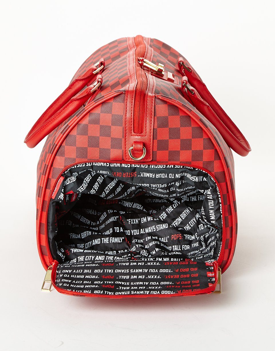SPRAYGROUND® DUFFLE SHARKS IN PARIS DUFFLE (RED CHECKERED EDITION)