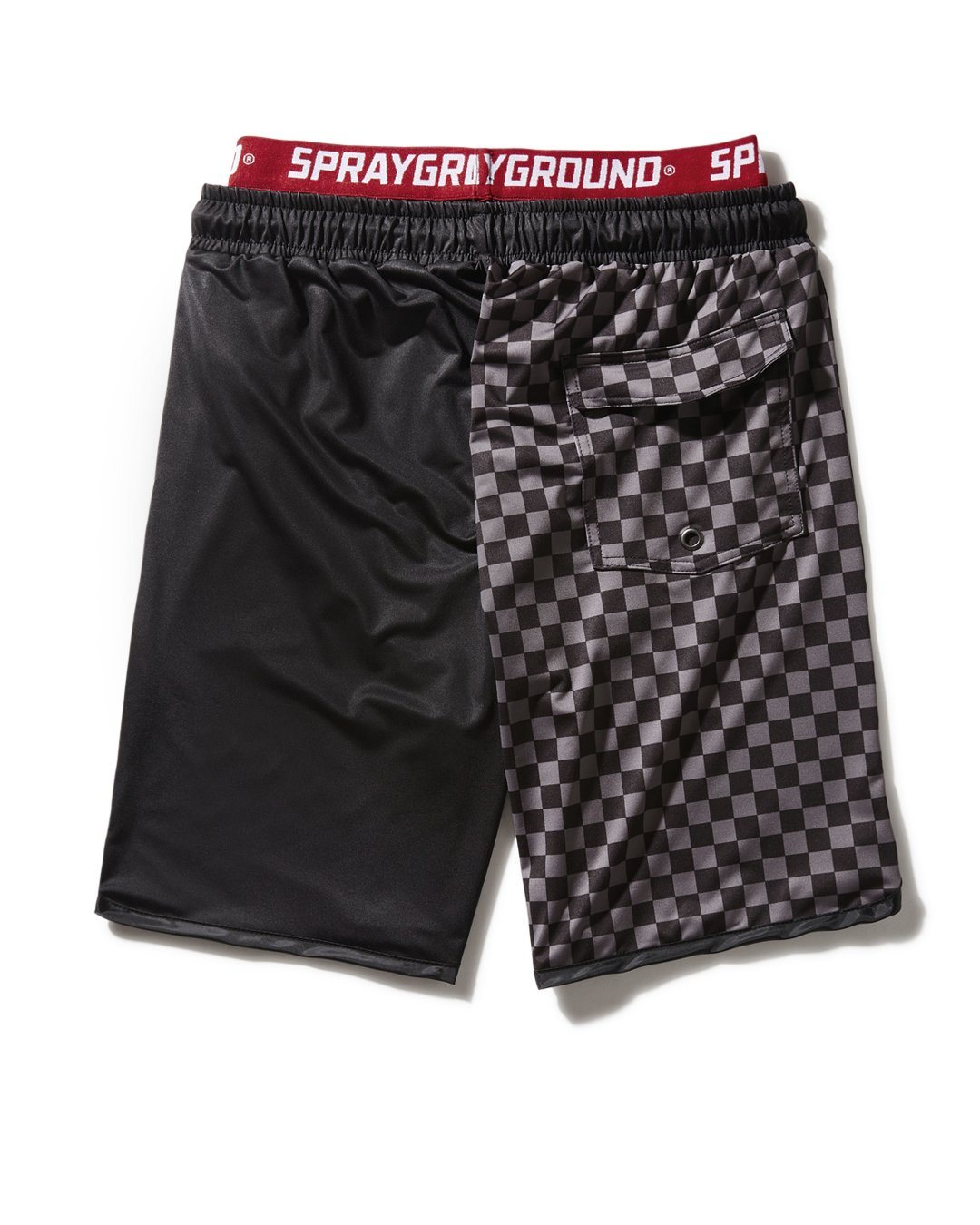 SPRAYGROUND® SWIM GREY CHECKERED SPLIT CORTO SWIM TRUNKS