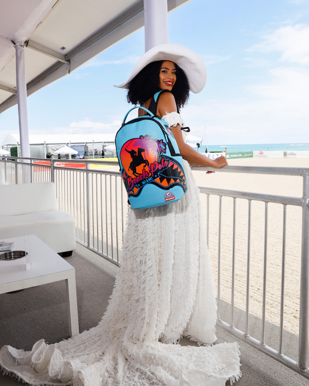 SPRAYGROUND® BACKPACK MIAMI BEACH POLO COLLAB BACKPACK (DLXV-SKY)