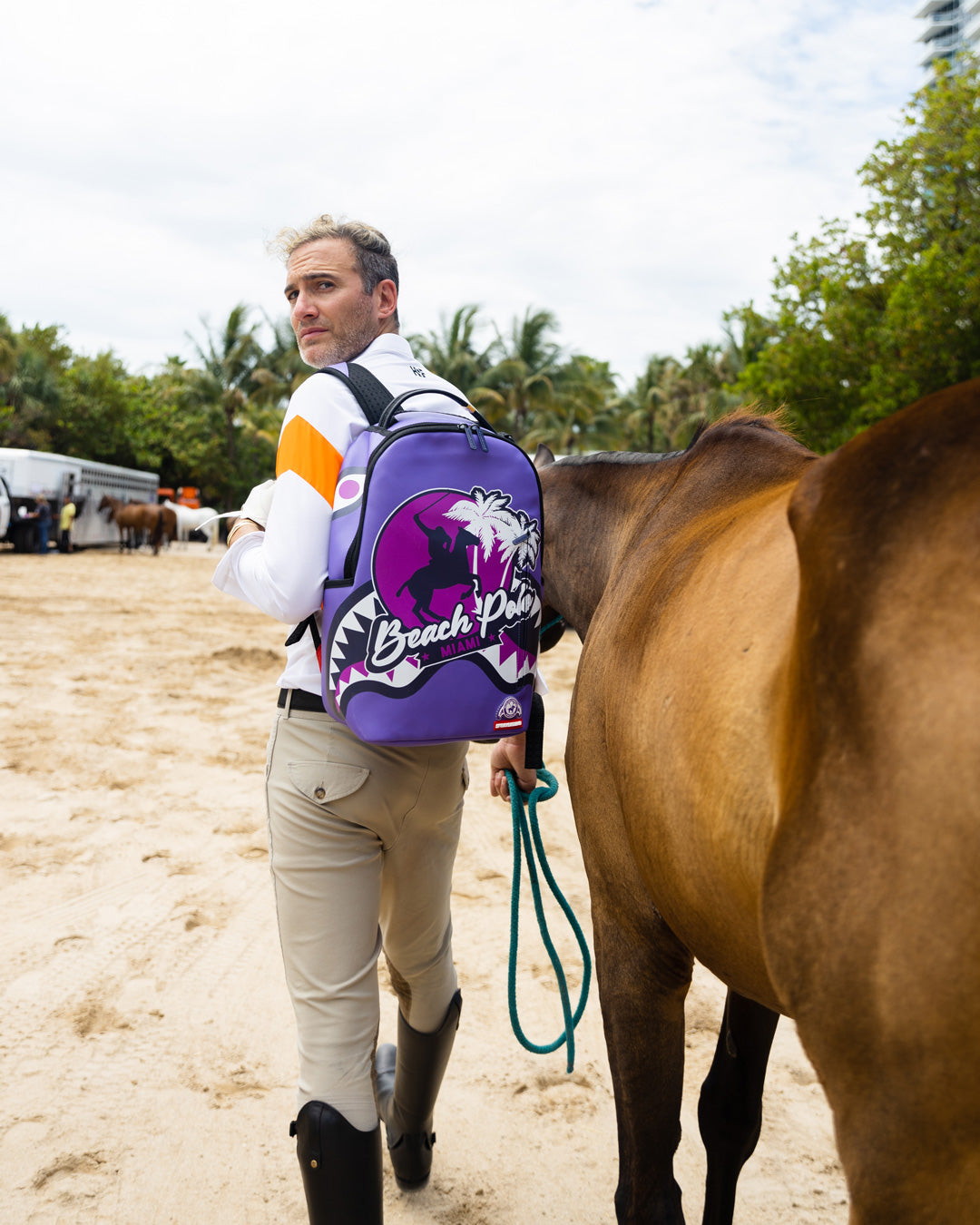 SPRAYGROUND® BACKPACK MIAMI BEACH POLO COLLAB BACKPACK (DLXV-PURPLE)