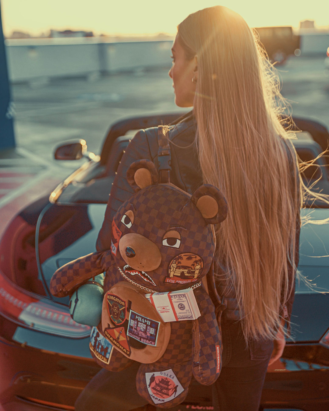 SPRAYGROUND: GOLD RUSH MONEY BEAR BACKPACK