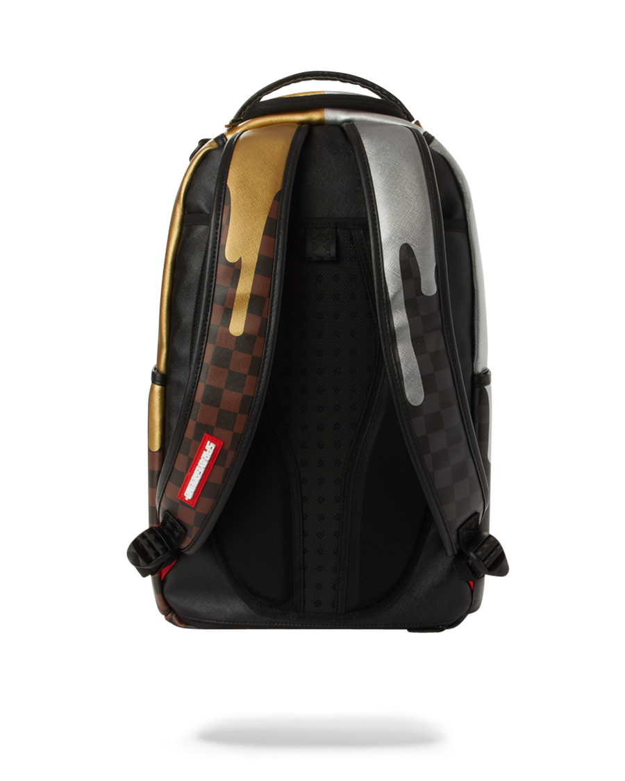 Sprayground gold 2025 checkered drips backpack