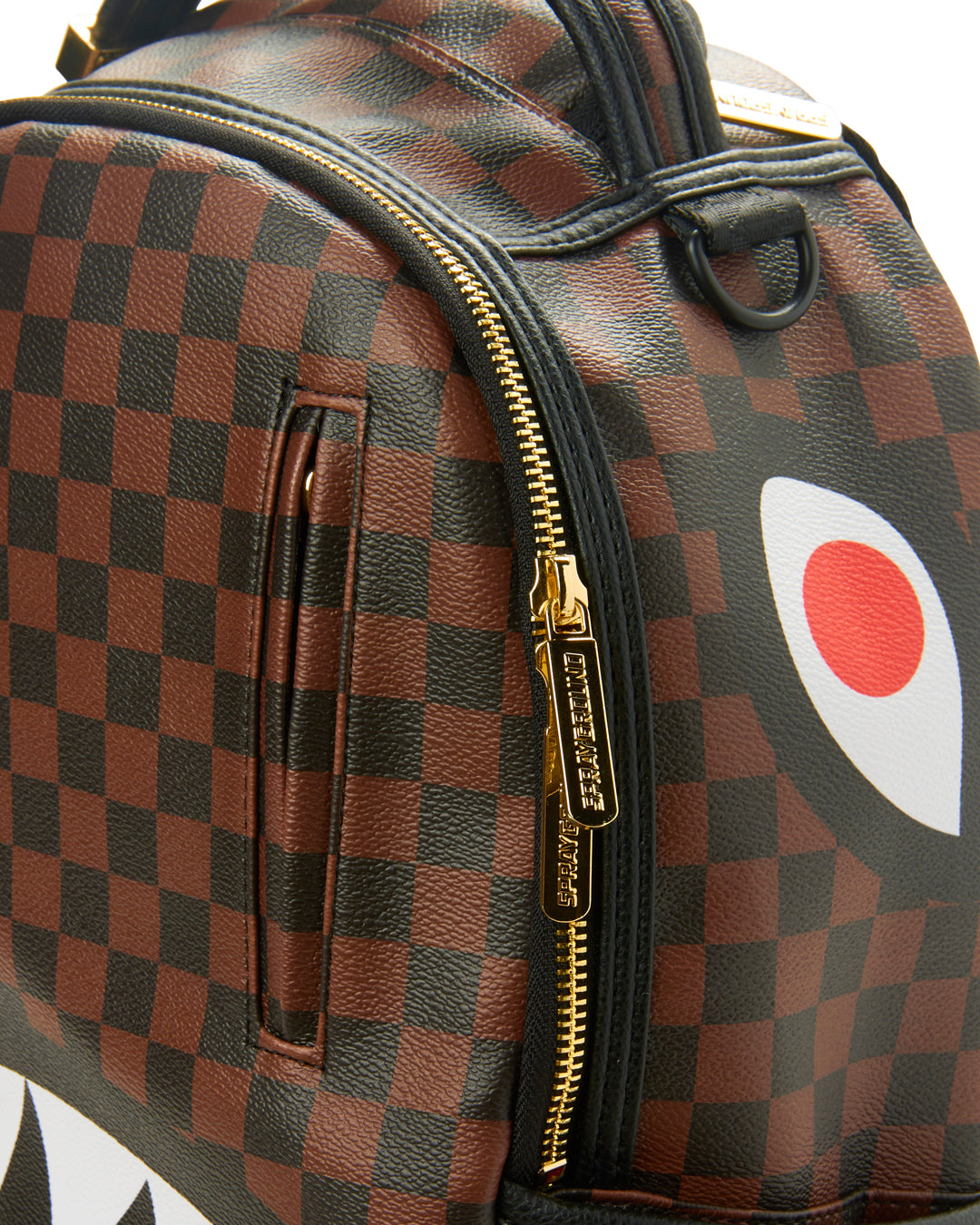 Sprayground Brown Checkered Backpack Shark In Paris Monogram