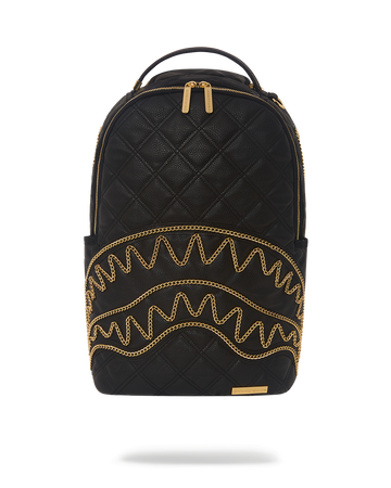 SPRAYGROUND® BACKPACK NOIR QUILT GOLD CHAIN SHARK BACKPACK (DLXV)