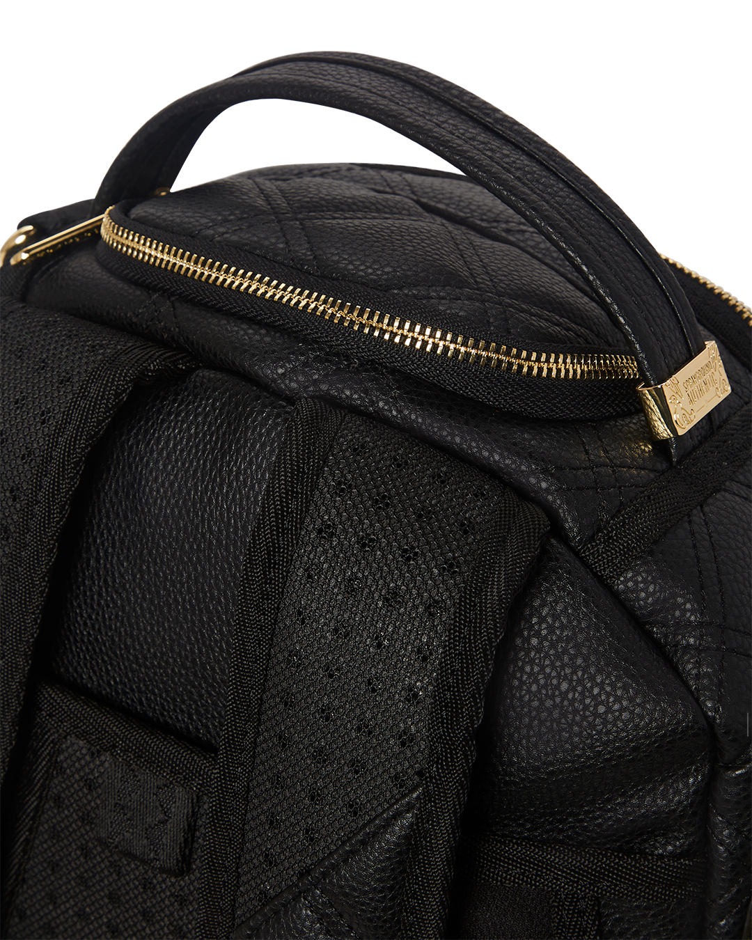 SPRAYGROUND: Quilt Gold Chain Shark Savage Backpack - White