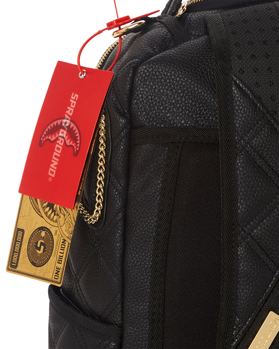SPRAYGROUND® BACKPACK NOIR QUILT GOLD CHAIN SHARK BACKPACK (DLXV)