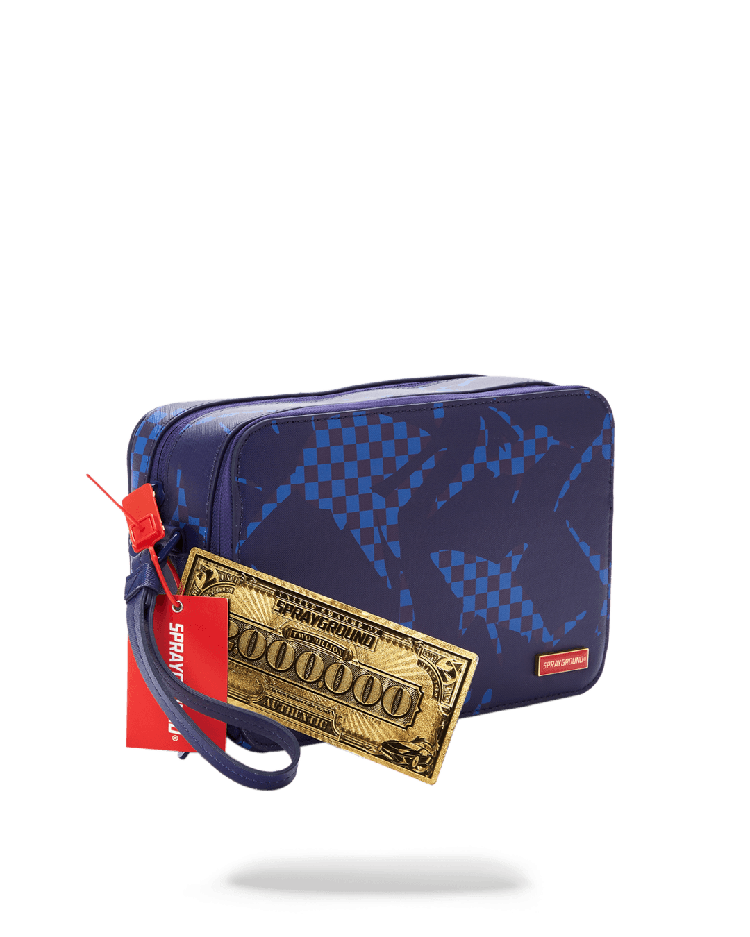 Sprayground Shark Shape Check Toiletry Bag