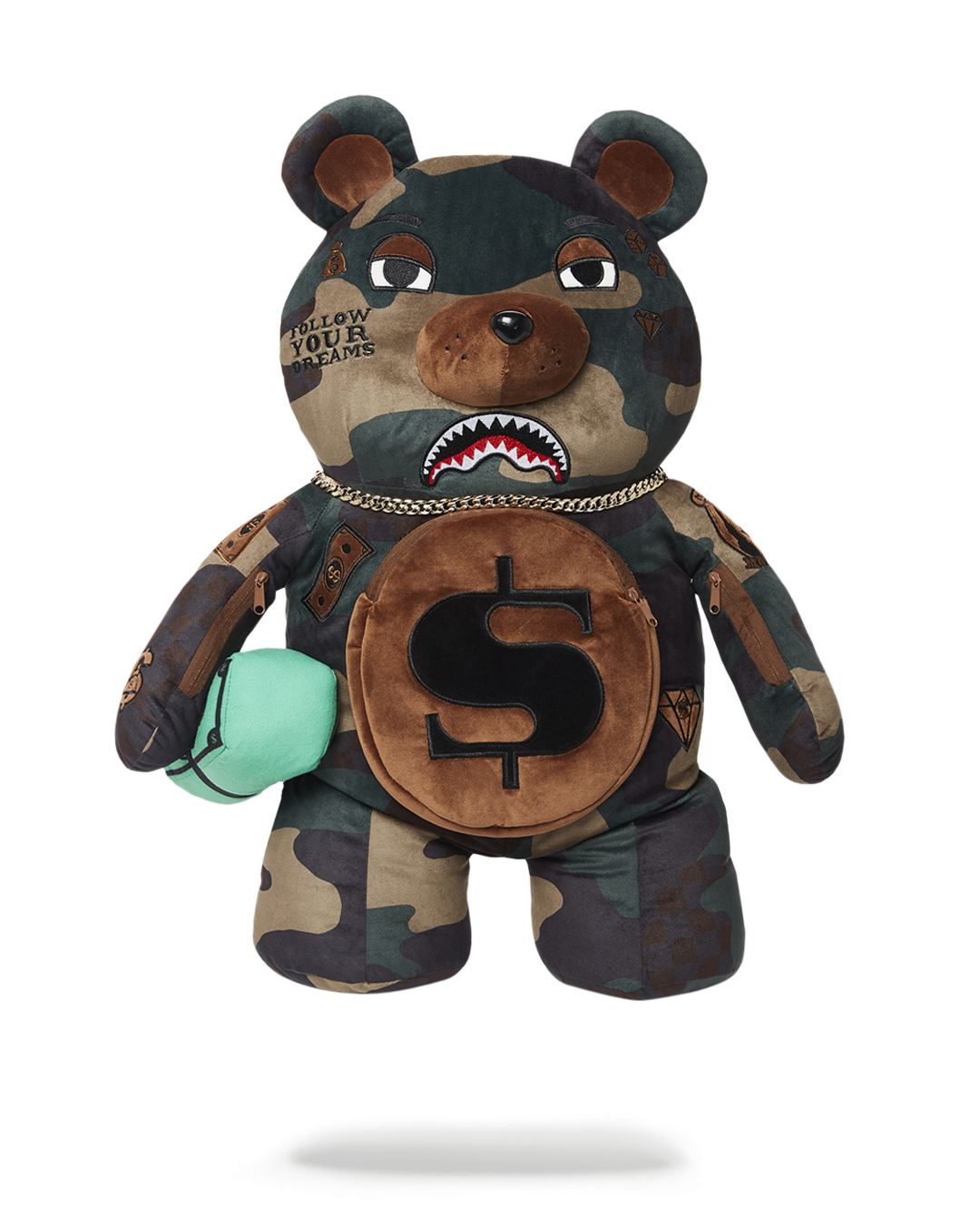 SPRAYGROUND® BACKPACK CAMOCHECK MONEYBEAR TEDDYBEAR BACKPACK