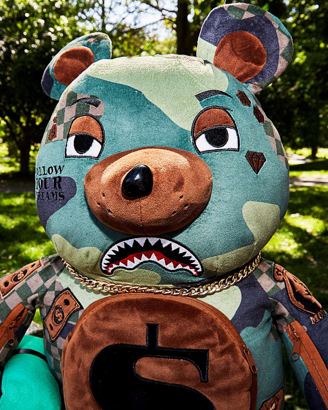 SPRAYGROUND® BACKPACK CAMOCHECK MONEYBEAR TEDDYBEAR BACKPACK