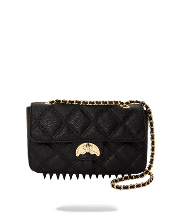 SPRAYGROUND® HANDBAG NOIR QUILT GOLD CHAIN SHARK HANDBAG