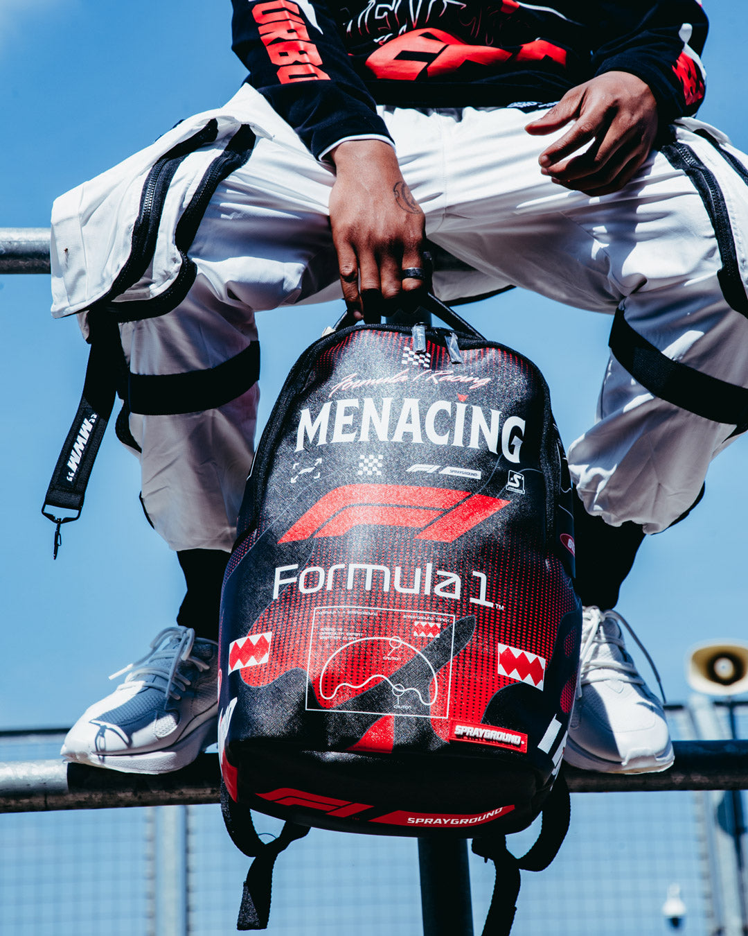 Sprayground Formula 1 Menacing Duffel Bag - Red / Black — Just For