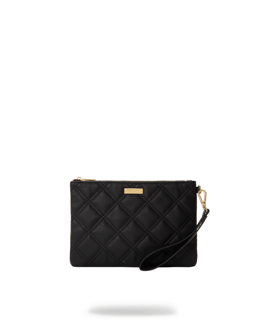 SPRAYGROUND® POUCHETTE NOIR QUILT GOLD CHAIN SHARK CROSSOVER CLUTCH