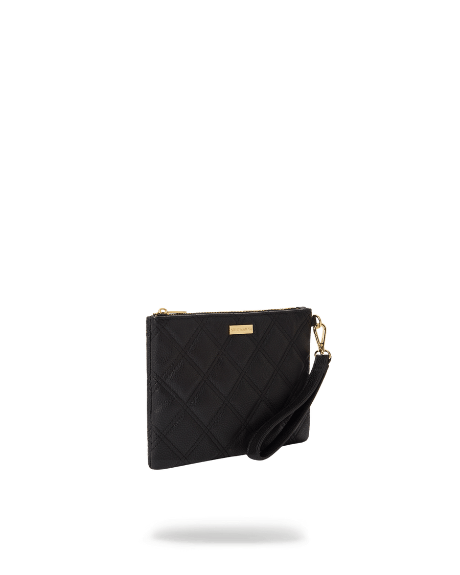 SPRAYGROUND® POUCHETTE NOIR QUILT GOLD CHAIN SHARK CROSSOVER CLUTCH