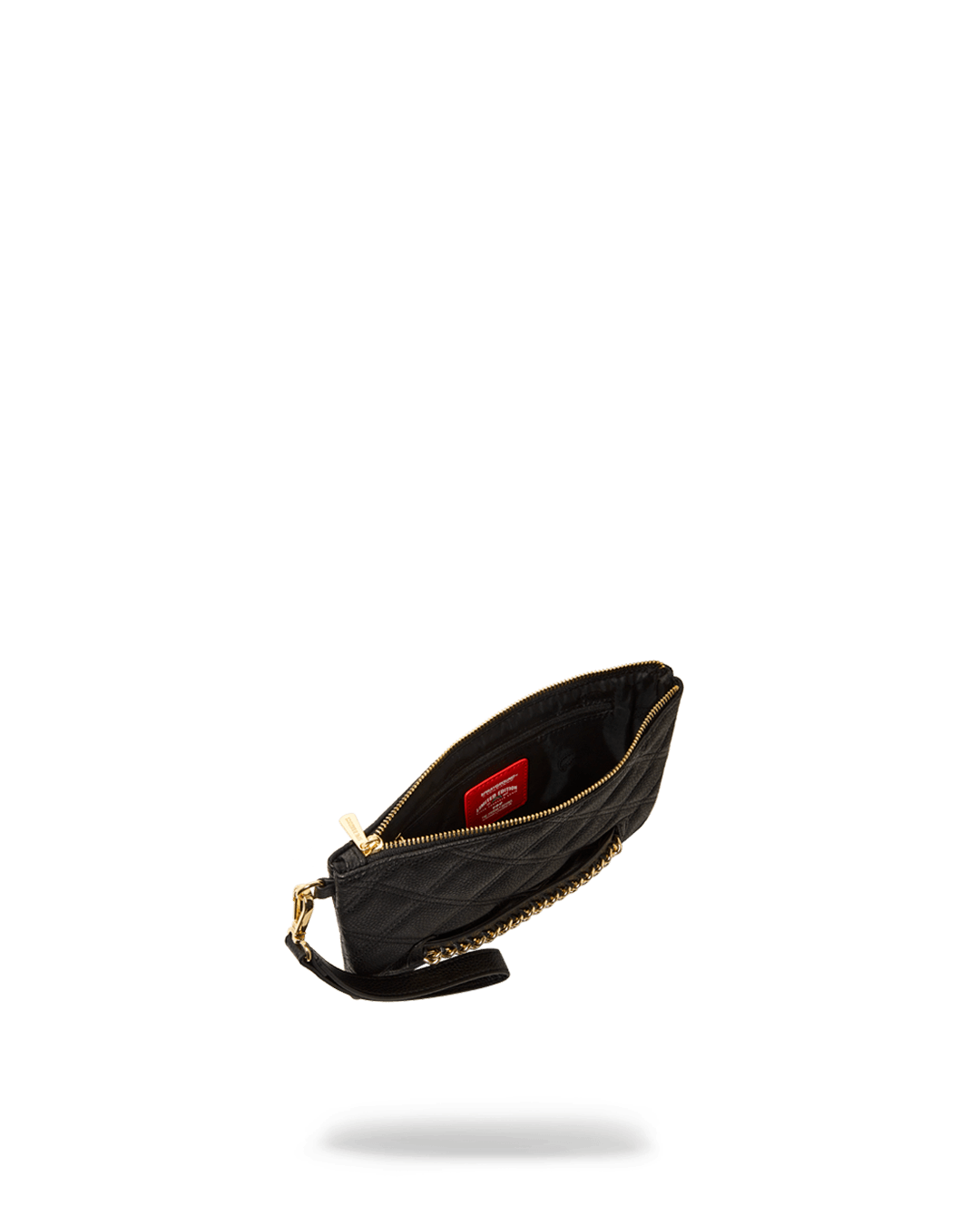 SPRAYGROUND® POUCHETTE NOIR QUILT GOLD CHAIN SHARK CROSSOVER CLUTCH