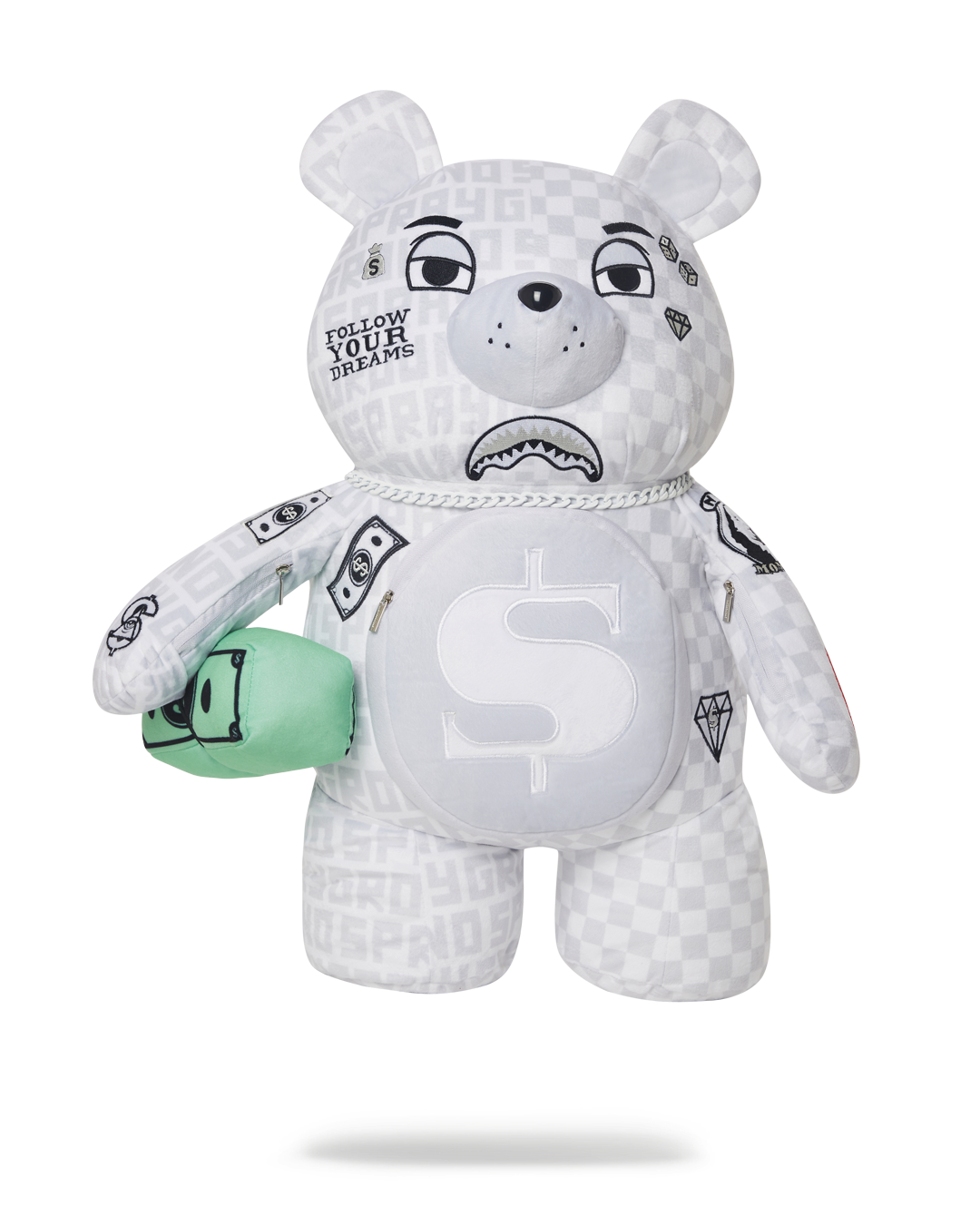 SPRAYGROUND® BACKPACK SPLIT THE CHECK (PEARL) MONEYBEAR TEDDYBEAR BACKPACK