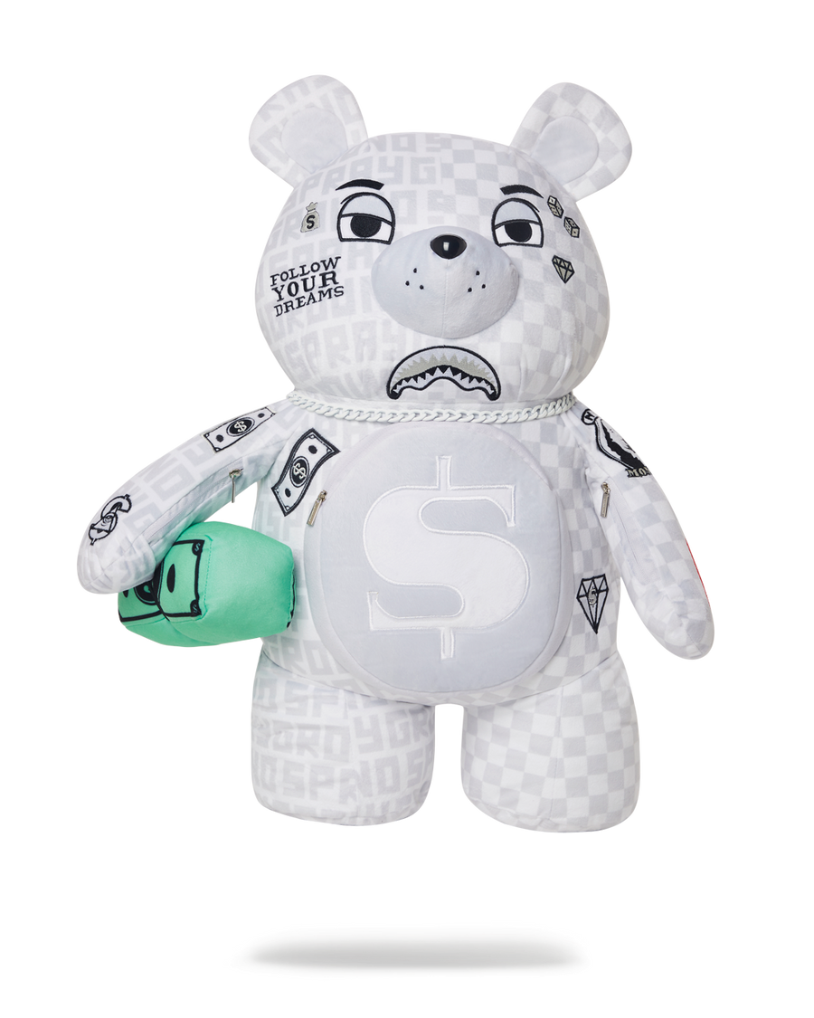 SPRAYGROUND® BACKPACK SPLIT THE CHECK (PEARL) MONEYBEAR TEDDYBEAR BACKPACK