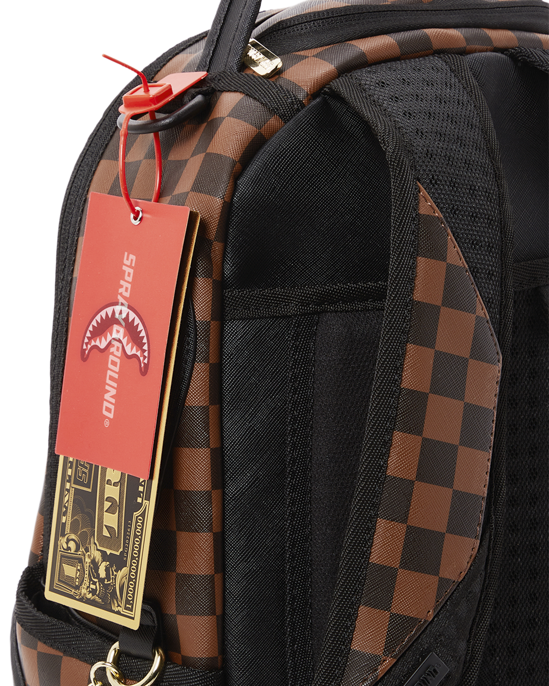 Sprayground Pink Drip DLX Brown Checkered Backpack Sprayground Pink Drip DLX Brown Checkered Backpack