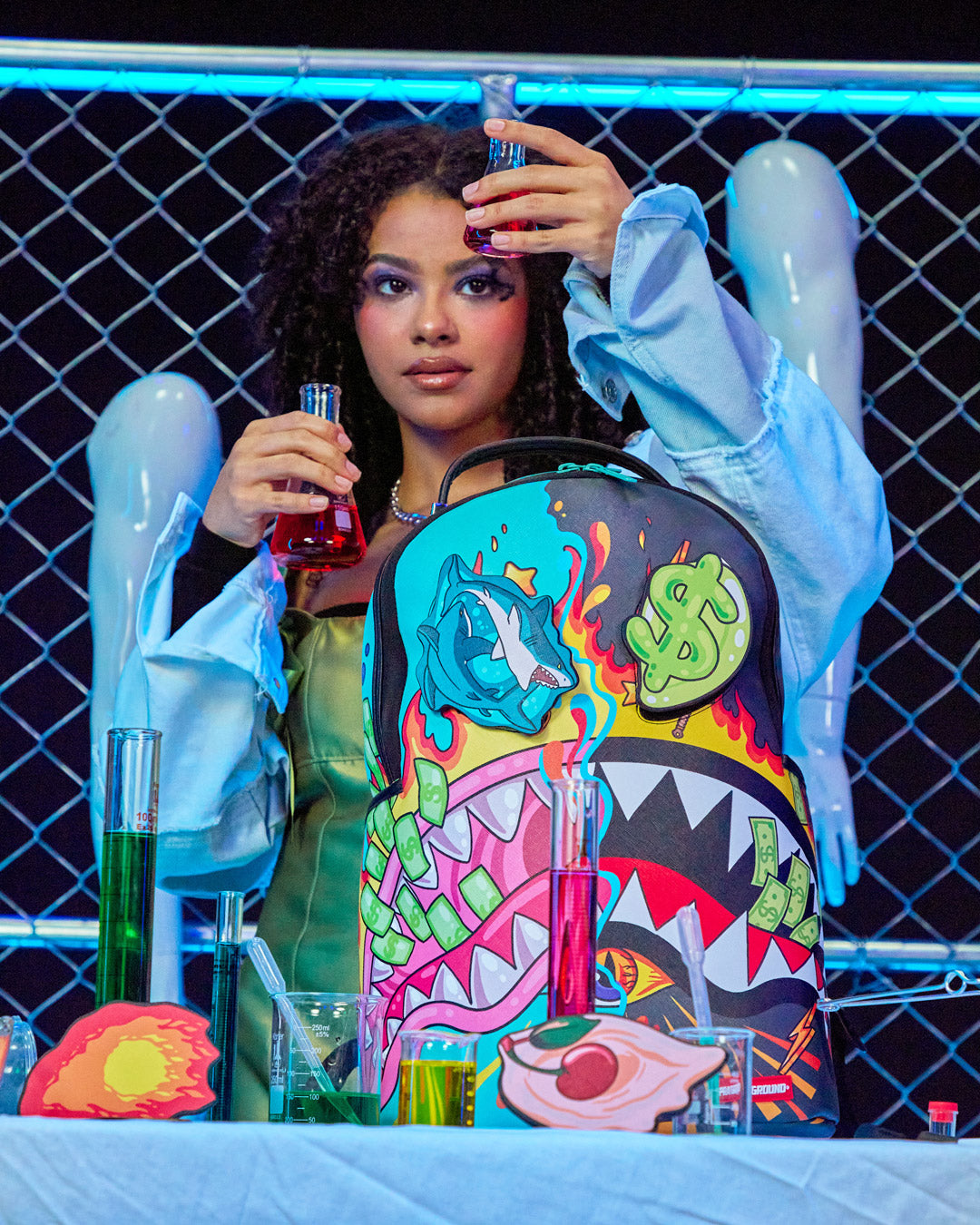 SPRAYGROUND® BACKPACK DAZED & SHARK DOUBLE LIFE (WITH REMOVABLE EYE PATCHES)