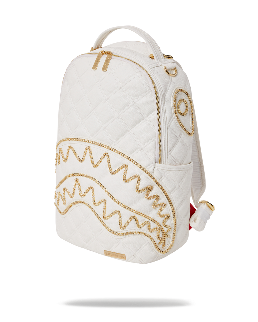 SPRAYGROUND® BACKPACK RIVIERA LE BLANC GOLD CHAIN SHARK BACKPACK (DLXV)