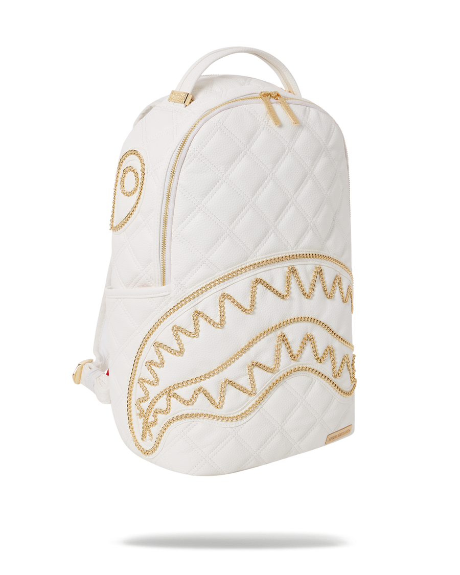 SPRAYGROUND® BACKPACK RIVIERA LE BLANC GOLD CHAIN SHARK BACKPACK (DLXV)