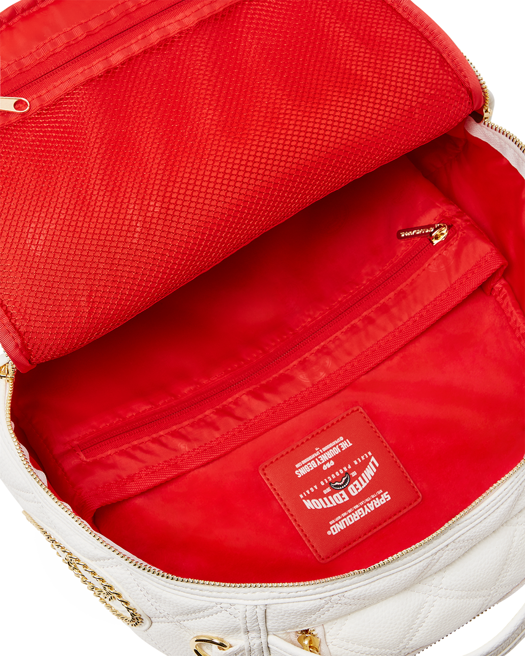 SPRAYGROUND® BACKPACK RIVIERA LE BLANC GOLD CHAIN SHARK BACKPACK (DLXV)