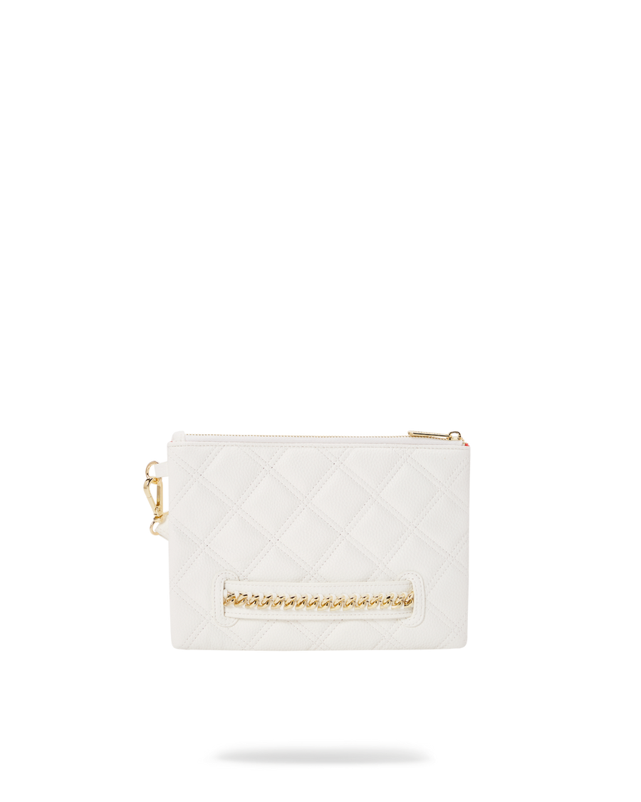 SPRAYGROUND® POUCHETTE RIVIERA LE BLANC GOLD  CHAIN SHARK CROSSOVER CLUTCH