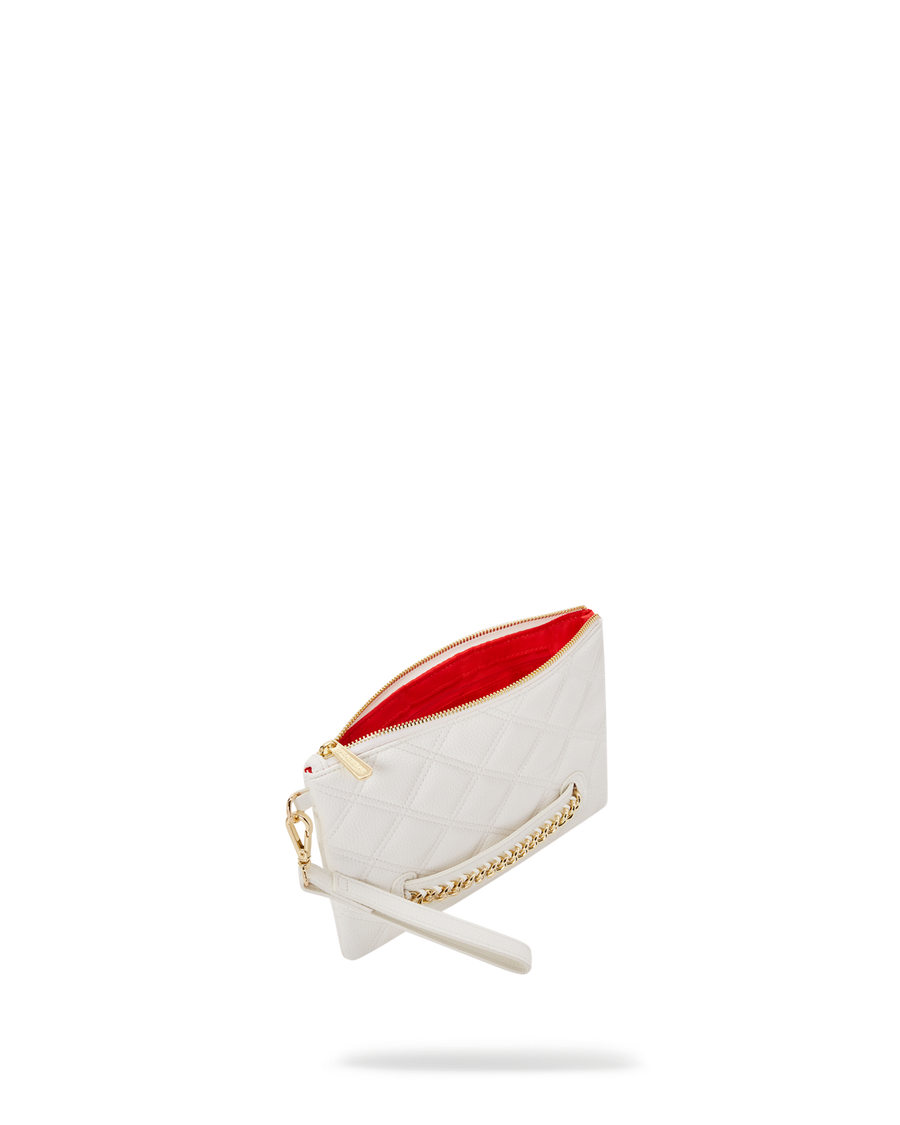 SPRAYGROUND® POUCHETTE RIVIERA LE BLANC GOLD  CHAIN SHARK CROSSOVER CLUTCH