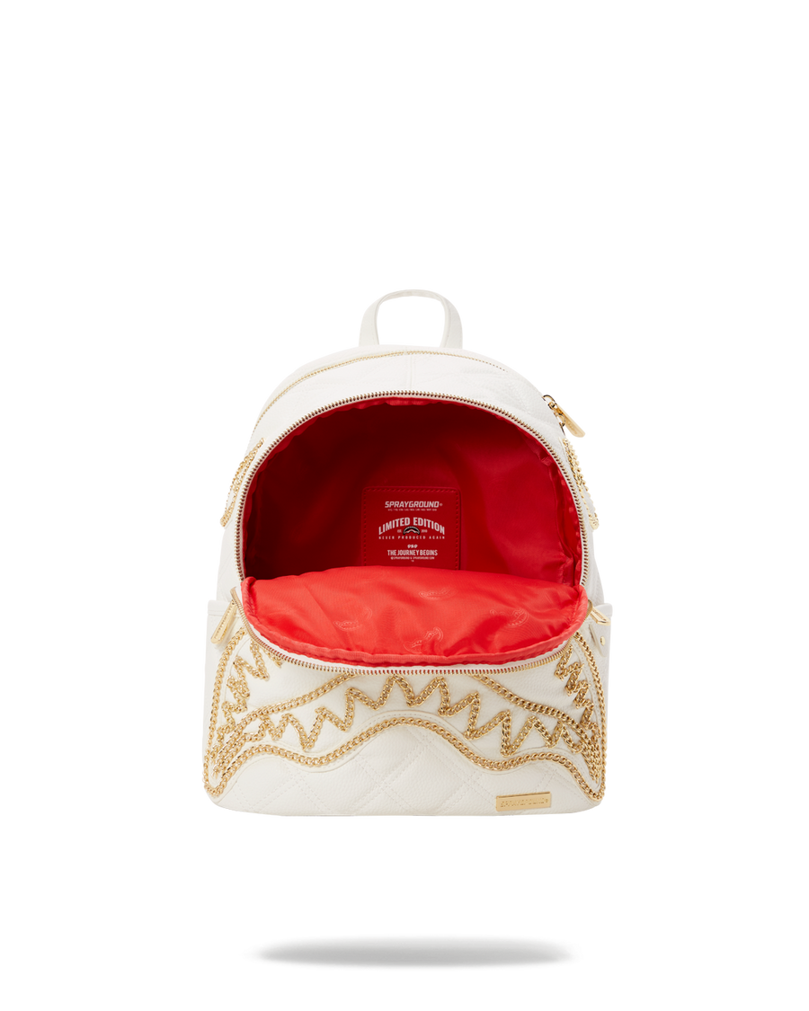 SPRAYGROUND® BACKPACK RIVIERA LE BLANC GOLD CHAIN SHARK SAVAGE BACKPACK